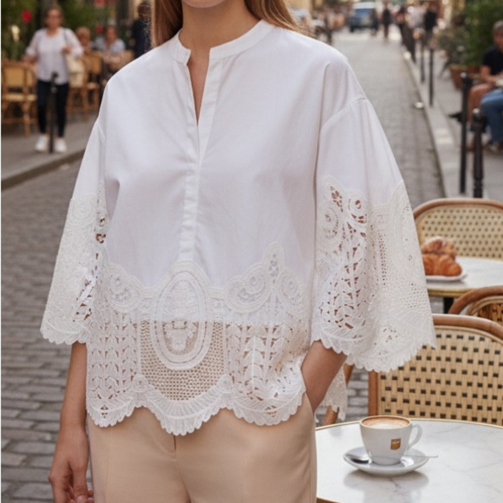 Maje Laeli White Lace Blouse